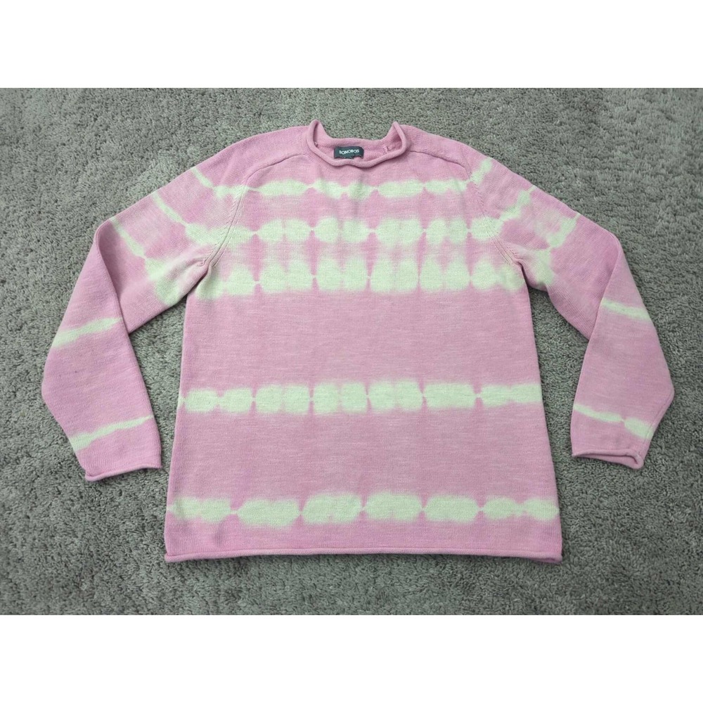 Bonobos Sweater Mens‎ Large Pink Tie Dye Long Sleeve Knit 28% Linen
